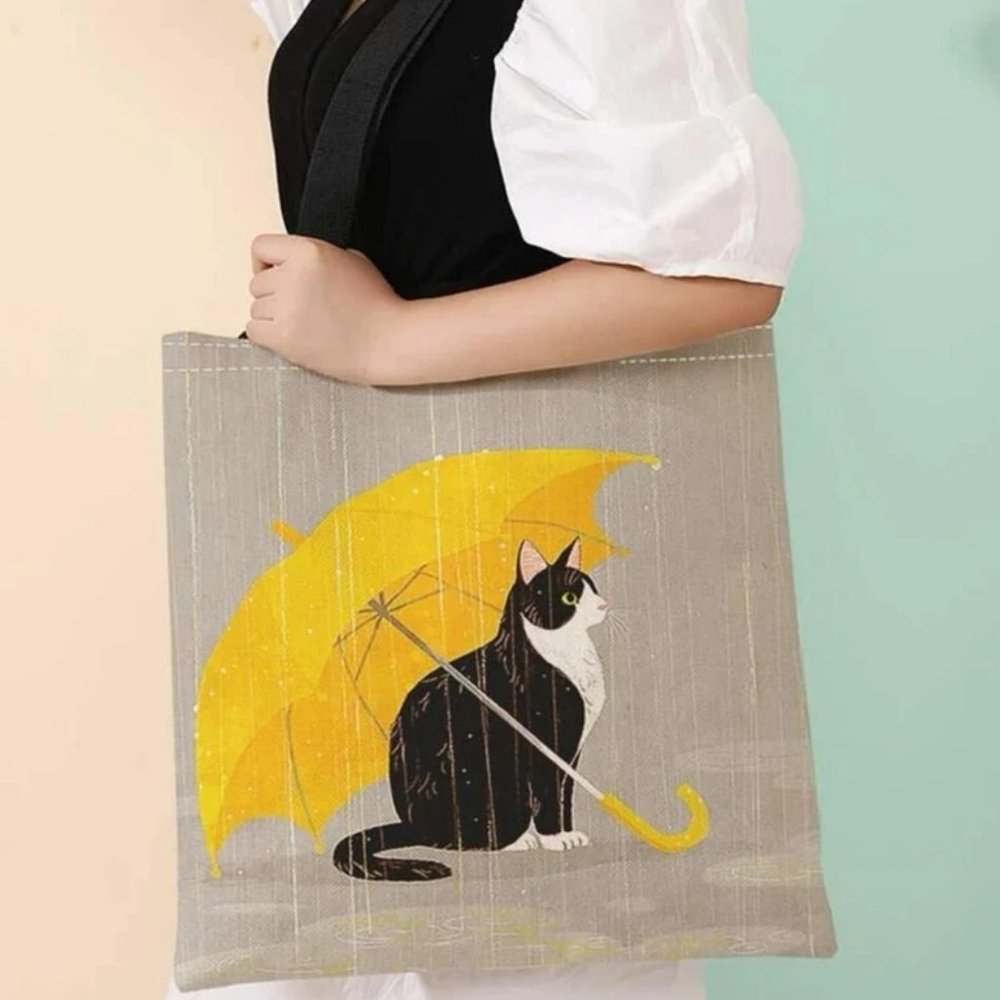 Cat Tote Bag / Tote Bag / Canvas Bag / Hand Bag / Shopping Bag / Women's Bag.